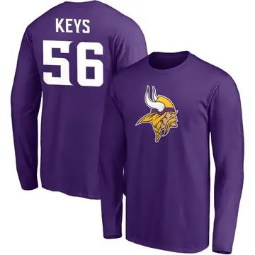 Men's Austin Keys Minnesota Vikings Name & Number Logo Long Sleeve T-Shirt - Purple