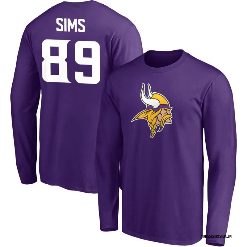 Men's Ben Sims Minnesota Vikings Name & Number Logo Long Sleeve T-Shirt - Purple