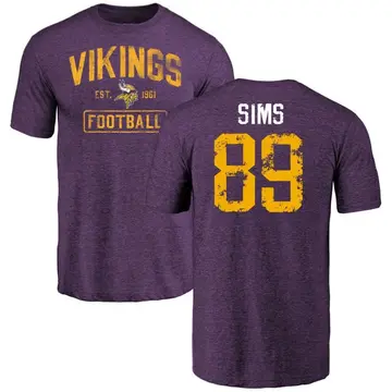 Men's Ben Sims Minnesota Vikings Purple Distressed Name & Number Tri-Blend T-Shirt
