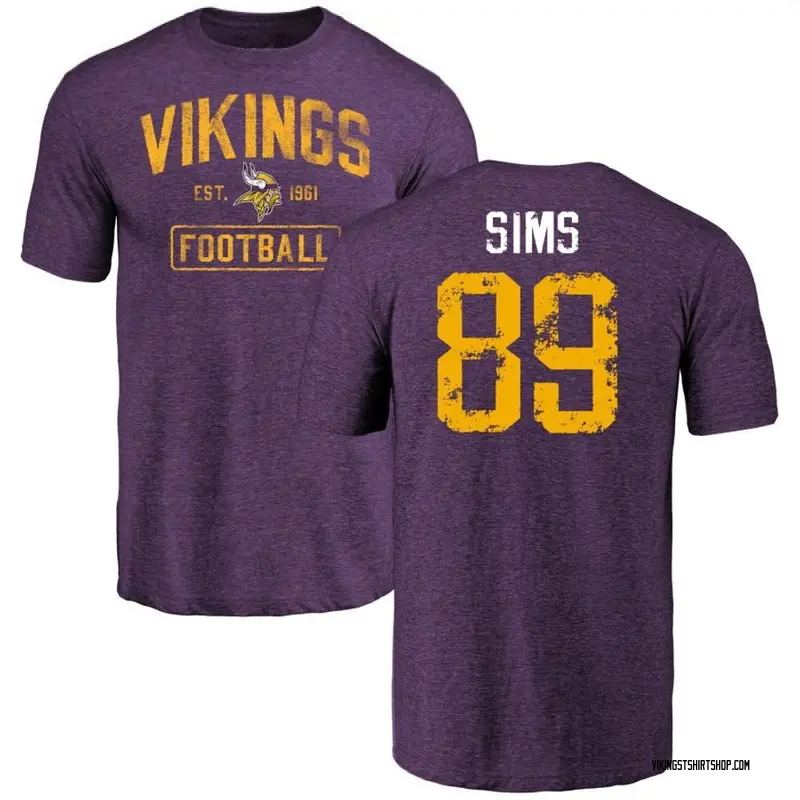 Men's Ben Sims Minnesota Vikings Purple Distressed Name & Number Tri-Blend T-Shirt