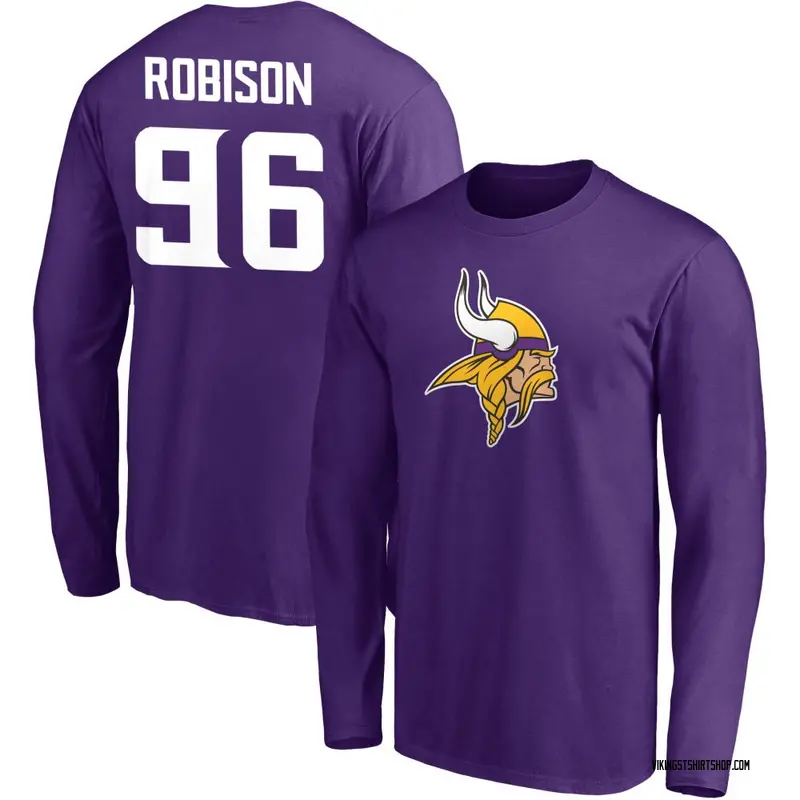 Men's Brian Robison Minnesota Vikings Name & Number Logo Long Sleeve T-Shirt - Purple