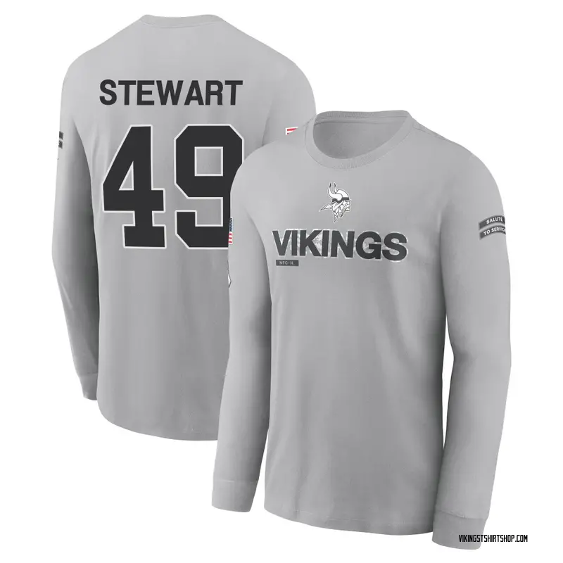 Men's Cam'Ron Stewart Minnesota Vikings Gray 2024 Salute to Service Long Sleeve T-Shirt