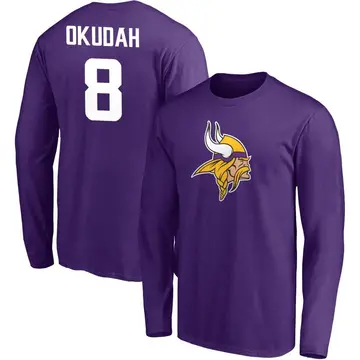 Men's Jeff Okudah Minnesota Vikings Name & Number Logo Long Sleeve T-Shirt - Purple