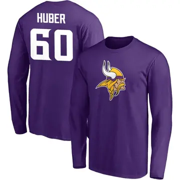 Men's Joe Huber Minnesota Vikings Name & Number Logo Long Sleeve T-Shirt - Purple