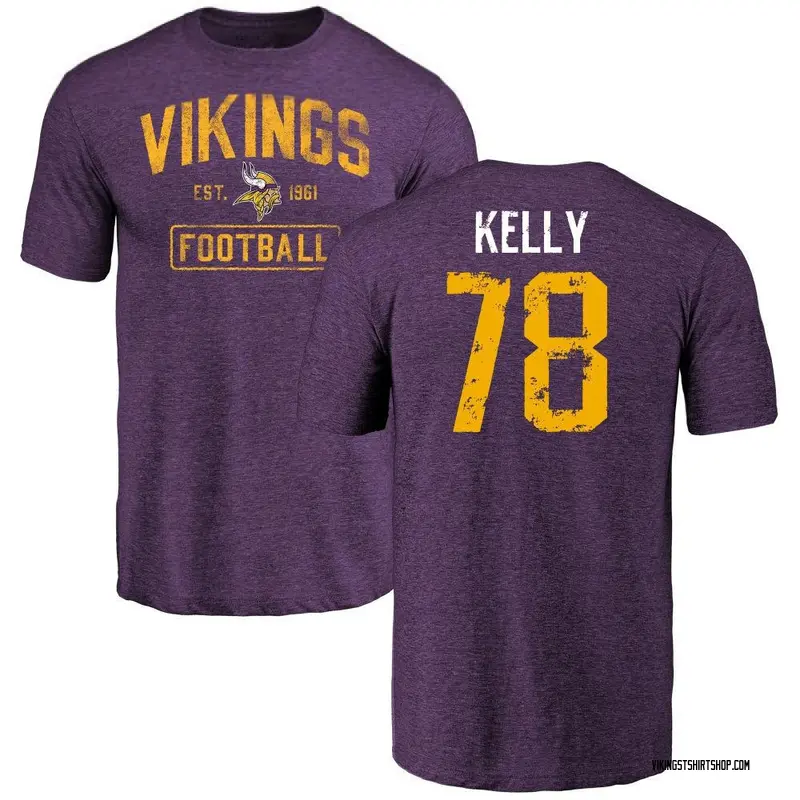 Men's Ryan Kelly Minnesota Vikings Purple Distressed Name & Number Tri-Blend T-Shirt