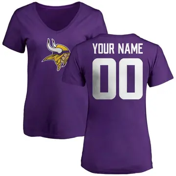 Women's Custom Minnesota Vikings Name & Number Logo Custom Slim Fit T-Shirt - Purple