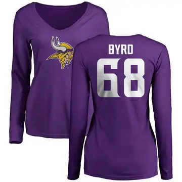 Women's Henry Byrd Minnesota Vikings Name & Number Logo Slim Fit Long Sleeve T-Shirt - Purple