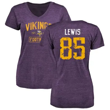 Women's Robert Lewis Minnesota Vikings Purple Distressed Name & Number Tri-Blend V-Neck T-Shirt