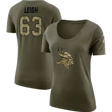 Women's Tristan Leigh Minnesota Vikings Salute to Service Olive Legend Scoop Neck T-Shirt