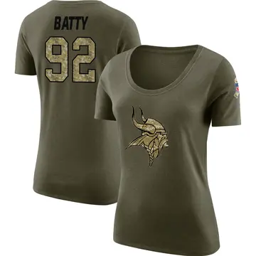 Women's Tyler Batty Minnesota Vikings Salute to Service Olive Legend Scoop Neck T-Shirt