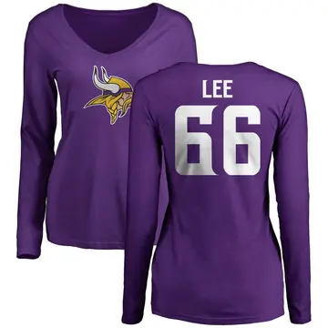 Women's Vershon Lee Minnesota Vikings Name & Number Logo Slim Fit Long Sleeve T-Shirt - Purple
