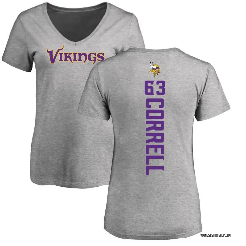 Women's Zeke Correll Minnesota Vikings Backer V-Neck T-Shirt - Ash