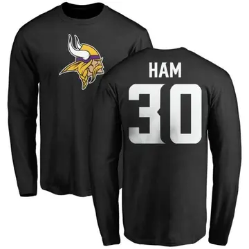 Youth C.J. Ham Minnesota Vikings Name & Number Logo Long Sleeve T-Shirt - Black