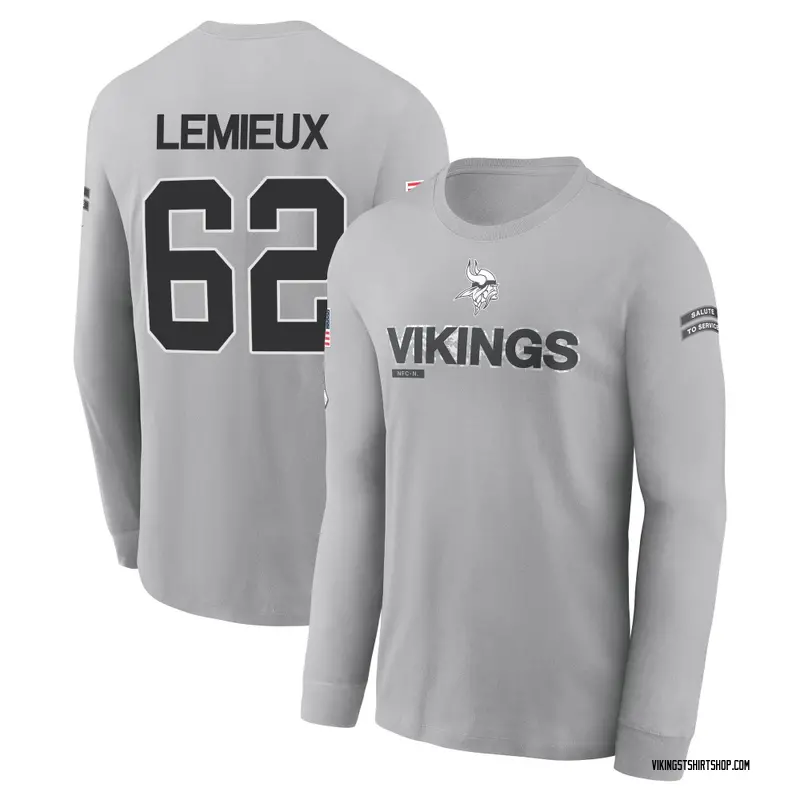 Youth Delby Lemieux Minnesota Vikings Gray 2024 Salute to Service Long Sleeve T-Shirt