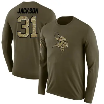 Youth Khyree Jackson Minnesota Vikings Salute to Service Sideline Olive Legend Long Sleeve T-Shirt