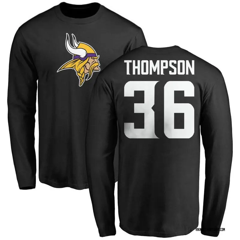 Youth NaJee Thompson Minnesota Vikings Name & Number Logo Long Sleeve T-Shirt - Black