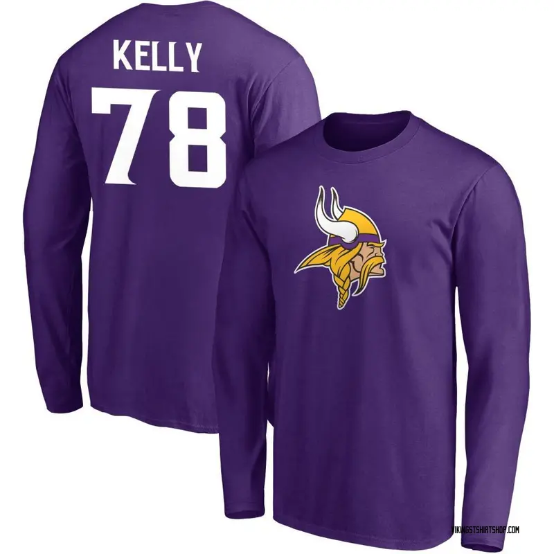 Youth Ryan Kelly Minnesota Vikings Name & Number Logo Long Sleeve T-Shirt - Purple